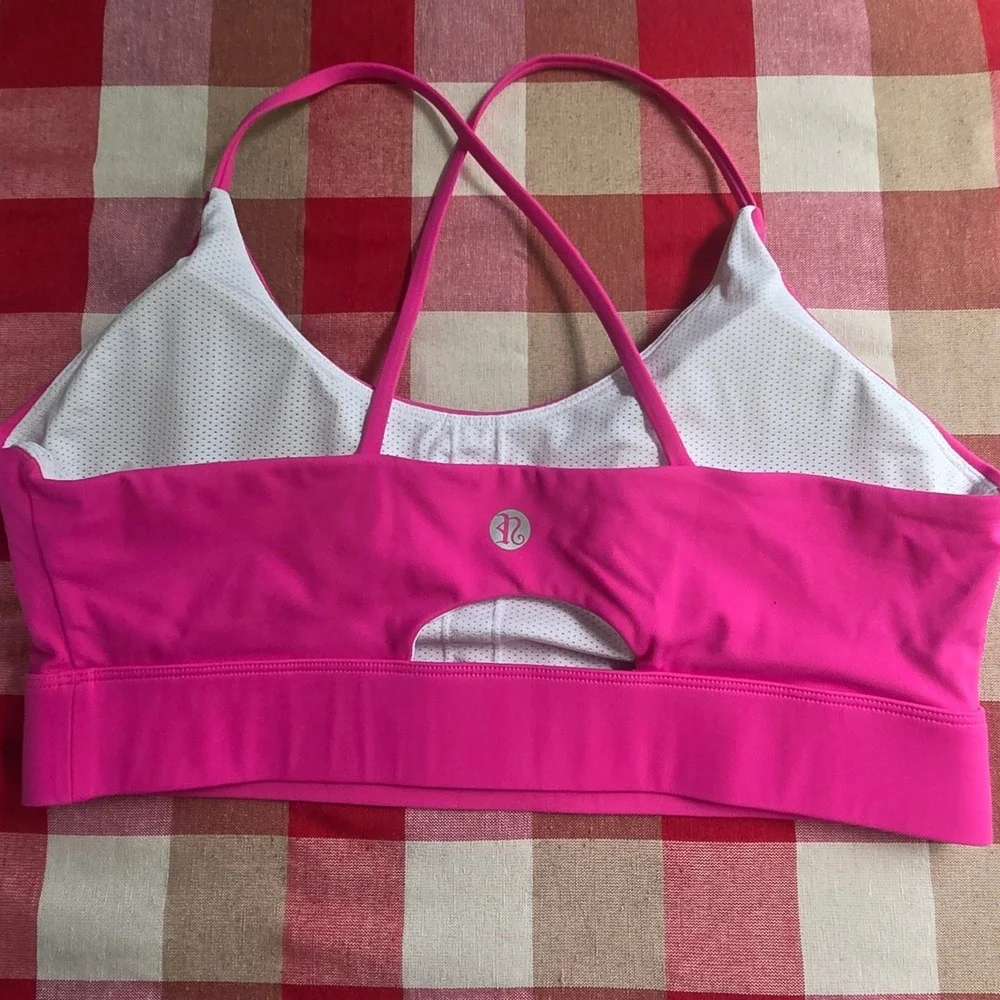 Hot Pink Strappy Racerback Sports Bra XL Cutout Yoga Gym Workout Top Activewear